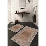 Napoli Home Dijital Baskılı Kaymaz Taban Yıkanabilir 2'li Klozet Takımı Banyo Paspası Ndkz-Hk-84 - Kahverengi - 2’li