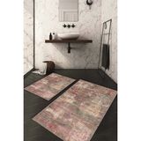 Napoli Home Dijital Baskılı Kaymaz Taban Yıkanabilir 2'li Klozet Takımı Banyo Paspası NDKZ-HT-134 - Pembe - 2’li