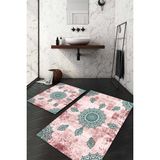 Napoli Home Dijital Baskılı Kaymaz Taban Yıkanabilir 2'li Klozet Takımı Banyo Paspası NDKZ-HT-1524 - Pembe - 2’li