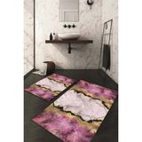Napoli Home Dijital Baskılı Kaymaz Taban Yıkanabilir 2'li Klozet Takımı Banyo Paspası NDKZ-HT-317 - Pembe - 2’li