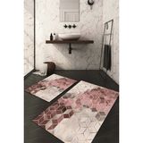 Napoli Home Dijital Baskılı Kaymaz Taban Yıkanabilir 2'li Klozet Takımı Banyo Paspası NDKZ-HT-325 - Pembe - 2’li