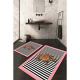 Napoli Home Dijital Baskılı Kaymaz Taban Yıkanabilir 2'li Klozet Takımı Banyo Paspası NDKZ-HT-607 - Pembe