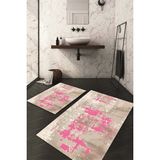 Napoli Home Dijital Baskılı Kaymaz Taban Yıkanabilir 2'li Klozet Takımı Banyo Paspası NDKZ-HT-640 - Pembe - 2’li