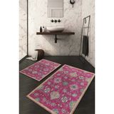 Napoli Home Dijital Baskılı Kaymaz Taban Yıkanabilir 2'li Klozet Takımı Banyo Paspası NDKZ-HT-750 - Pembe - 2’li