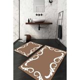 Napoli Home Dijital Baskılı Kaymaz Taban Yıkanabilir 2'li Klozet Takımı Banyo Paspası NDKZ-HT-874 - Kahverengi - 2’li