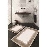 Napoli Home Dijital Baskılı Kaymaz Taban Yıkanabilir 2'li Klozet Takımı Banyo Paspası NDKZ-HY-1183 - Kahverengi