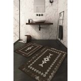 Napoli Home Dijital Baskılı Kaymaz Taban Yıkanabilir 2'li Klozet Takımı Banyo Paspası NDKZ-SD-1046 - Kahverengi - 2’li