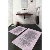 Napoli Home Dijital Baskılı Kaymaz Taban Yıkanabilir 2'li Klozet Takımı Banyo Paspası NDKZ-SD-826 - Pembe