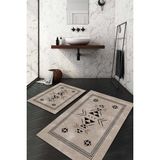 Napoli Home Dijital Baskılı Kaymaz Taban Yıkanabilir 2'li Klozet Takımı Banyo Paspası NDKZ-SD-858 - Kahverengi - 2’li
