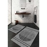 Napoli Home Dijital Baskılı Kaymaz Taban Yıkanabilir 2'li Klozet Takımı Banyo Paspası NDKZ-SD-918 - Gri