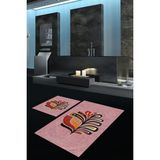 Napoli Home Dijital Baskılı Kaymaz Taban Yıkanabilir Ikili Banyo Takımı Klozet Takımı, N-Klozet-27-Pembe, - Renkli - Paspas
