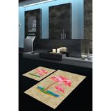 Napoli Home Dijital Baskılı Kaymaz Taban Yıkanabilir Ikili Banyo Takımı Klozet Takımı, N-Klozet-30-Kahve, - Renkli - Paspas