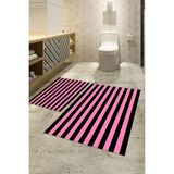 Napoli Home Dijital Baskılı Kaymaz Taban Yıkanabilir Ikili Banyo Takımı Klozet Takımı, N-Klozet-50-Pembe, - Renkli - Paspas