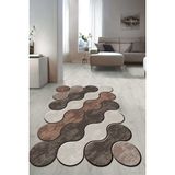 Napoli Home Dijital Baskılı Kaymaz Taban Yıkanabilir Lazer Kesim Salon Halısı Yolluk NLZR-HT-1222 - 40 x 60 cm - Kahverengi