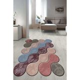 Napoli Home Dijital Baskılı Kaymaz Taban Yıkanabilir Lazer Kesim Salon Halısı Yolluk NLZR-HT-876 - 60 x 150 cm - Mavi - Kahverengi