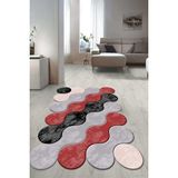 Napoli Home Dijital Baskılı Kaymaz Taban Yıkanabilir Lazer Kesim Salon Halısı Yolluk NLZR-HT-877 - 120 x 180 cm - Gri - Kırmızı