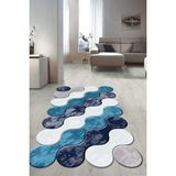 Napoli Home Dijital Baskılı Kaymaz Taban Yıkanabilir Lazer Kesim Salon Halısı Yolluk NLZR-HT-882 - 180 x 280 cm - Mavi