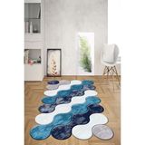Napoli Home Dijital Baskılı Kaymaz Taban Yıkanabilir Lazer Kesim Yolluk Mutfak Salon Halısı, N-Lazer-02-Mavi, - 60 x 100 cm