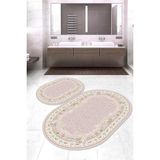 Napoli Home Dijital Baskılı Kaymaz Taban Yıkanabilir Oval 2'li Klozet Takımı Banyo Paspası NOKZ-HK-172 - Pembe