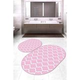 Napoli Home Dijital Baskılı Kaymaz Taban Yıkanabilir Oval 2'li Klozet Takımı Banyo Paspası NOKZ-HS-544 - Pembe - 2’li
