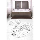 Napoli Home Dijital Baskılı Kaymaz Taban Yıkanabilir Oval 2'li Klozet Takımı Banyo Paspası NOKZ-HT-418 - Beyaz