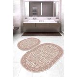 Napoli Home Dijital Baskılı Kaymaz Taban Yıkanabilir Oval 2'li Klozet Takımı Banyo Paspası Nokz-Ht-47 - Pembe