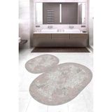 Napoli Home Dijital Baskılı Kaymaz Taban Yıkanabilir Oval 2'li Klozet Takımı Banyo Paspası NOKZ-HY-1075 - Pembe - 2’li