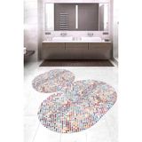 Napoli Home Dijital Baskılı Kaymaz Taban Yıkanabilir Oval 2'li Klozet Takımı Banyo Paspası NOKZ-HY-887 - Pembe