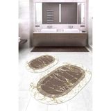 Napoli Home Dijital Baskılı Kaymaz Taban Yıkanabilir Oval 2'li Klozet Takımı Banyo Paspası NOKZ-SD-438 - Kahverengi - 2’li