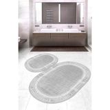 Napoli Home Dijital Baskılı Kaymaz Taban Yıkanabilir Oval 2'li Klozet Takımı Banyo Paspası NOKZ-SD-563 - Gri