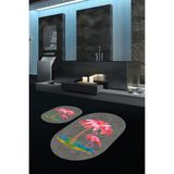 Napoli Home Dijital Baskılı Kaymaz Taban Yıkanabilir Oval Banyo Takımı Klozet Takımı, N-O-Klozet-30-Gri, - Renkli - Paspas
