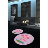 Napoli Home Dijital Baskılı Kaymaz Taban Yıkanabilir Yuvarlak Ikili Banyo Takımı, N-Y-Klozet-30-Pembe, - Renkli - Paspas