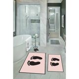Napoli Home Dijital Baskılı Kaymaz Yıkanabilir Ayak Desen Ikili Banyo Takımı Klozet Takımı, N-Klozet-21-Pembe, - Renkli - Paspas