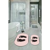Napoli Home Dijital Baskılı Kaymaz Yıkanabilir Ayak Desen Oval Banyo Takımı Klozet Takımı, N-O-Klozet-21-Pembe, - Renkli - Paspas