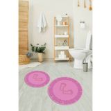 Napoli Home Dijital Baskılı Kaymaz Yıkanabilir Ayak Desen Yuvarlak Ikili Banyo Takımı, N-Y-Klozet-18-Pembe, - Renkli - Paspas