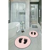 Napoli Home Dijital Baskılı Kaymaz Yıkanabilir Ayak Desen Yuvarlak Ikili Banyo Takımı, N-Y-Klozet-21-Pembe, - Renkli - Paspas