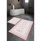 Napoli Home Dijital Baskılı Kaymaz Yıkanabilir Bath Ikili Banyo Takımı Klozet Takımı, N-Klozet-07-Pembe, - Renkli - Paspas
