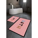 Napoli Home Dijital Baskılı Kaymaz Yıkanabilir Bath Ikili Banyo Takımı Klozet Takımı, N-Klozet-08-Pembe, - Renkli - Paspas