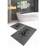 Napoli Home Dijital Baskılı Kaymaz Yıkanabilir Bath Ikili Banyo Takımı Klozet Takımı, N-Klozet-09-Gri,