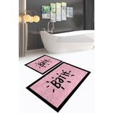 Napoli Home Dijital Baskılı Kaymaz Yıkanabilir Bath Ikili Banyo Takımı Klozet Takımı, N-Klozet-10-Pembe, - Renkli - Paspas