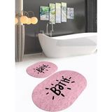 Napoli Home Dijital Baskılı Kaymaz Yıkanabilir Bath Oval Banyo Takımı Klozet Takımı, N-O-Klozet-09-Pembe,