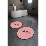 Napoli Home Dijital Baskılı Kaymaz Yıkanabilir Bath Yuvarlak Ikili Banyo Takımı, N-Y-Klozet-08-Pembe, - Renkli - Paspas