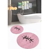 Napoli Home Dijital Baskılı Kaymaz Yıkanabilir Bath Yuvarlak Ikili Banyo Takımı, N-Y-Klozet-09-Pembe, - Renkli - Paspas