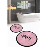 Napoli Home Dijital Baskılı Kaymaz Yıkanabilir Bath Yuvarlak Ikili Banyo Takımı, N-Y-Klozet-10-Pembe, - Renkli - Paspas