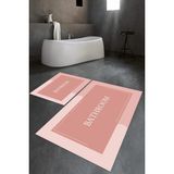 Napoli Home Dijital Baskılı Kaymaz Yıkanabilir Bathroom Ikili Banyo Takımı Klozet Takımı, N-Klozet-02-Pembe,