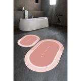 Napoli Home Dijital Baskılı Kaymaz Yıkanabilir Bathroom Oval Banyo Takımı Klozet Takımı, N-O-Klozet-01-Pembe, - Renkli - Paspas
