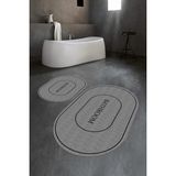 Napoli Home Dijital Baskılı Kaymaz Yıkanabilir Bathroom Oval Banyo Takımı Klozet Takımı, N-O-Klozet-04-Gri, - Renkli - Paspas