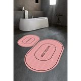 Napoli Home Dijital Baskılı Kaymaz Yıkanabilir Bathroom Oval Banyo Takımı Klozet Takımı, N-O-Klozet-04-Pembe, - Renkli - Paspas