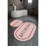 Napoli Home Dijital Baskılı Kaymaz Yıkanabilir Bathroom Oval Banyo Takımı Klozet Takımı, N-O-Klozet-06-Pembe, - Renkli - Paspas