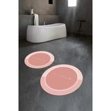 Napoli Home Dijital Baskılı Kaymaz Yıkanabilir Bathroom Yuvarlak Ikili Banyo Takımı, N-Y-Klozet-01-Pembe,